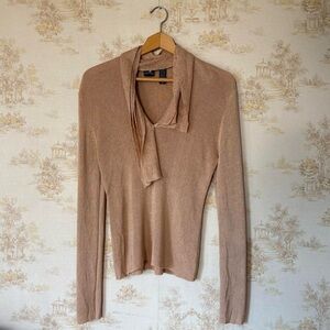 Vintage 80s 90s metallic gold knit sweater glam holiday New Year’s Eve size L